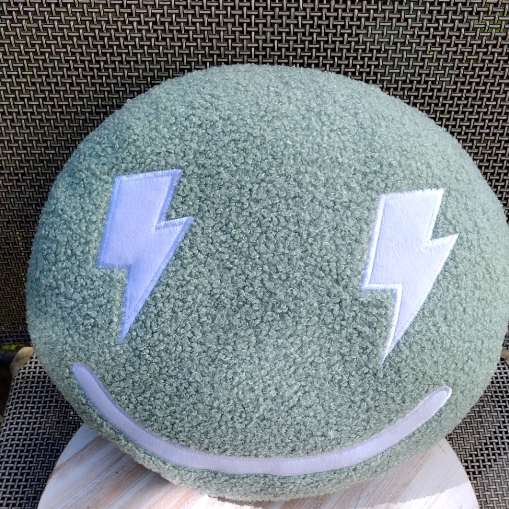 Nwot Target Bullseye Playground Green Lightning Bolt Smiley Face Emoji Pillow…